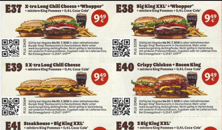 Burger King Burger Preise Deutschland Whopper Big King Cheeseburger